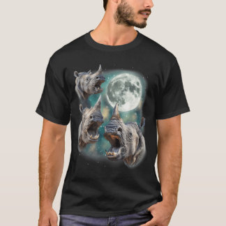Tre Noshörning Måne 3 Ylande Noshörningar Safari D T Shirt