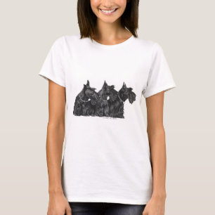Tre nyfikna skotska terrier t shirt