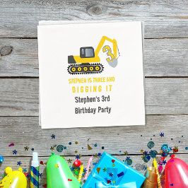 Tre och Gräva det bygga 3:e födelsedag Party Pappersservett