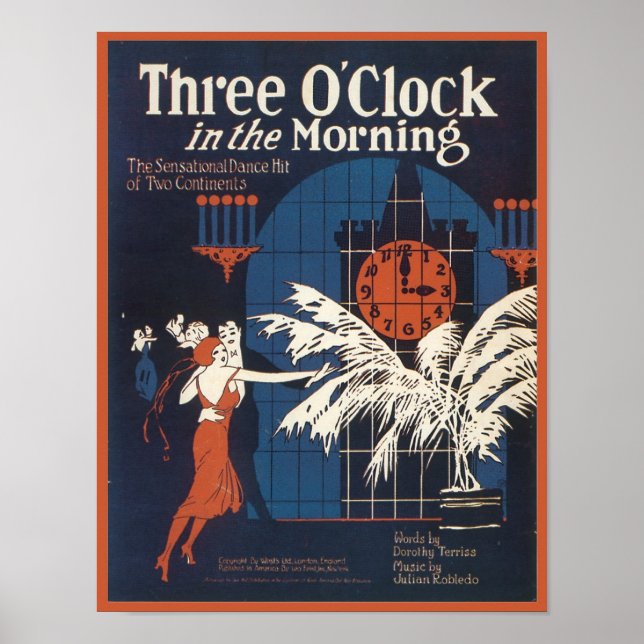Tre O'Clock i morgon Songbook Cover Poster (Framsidan)