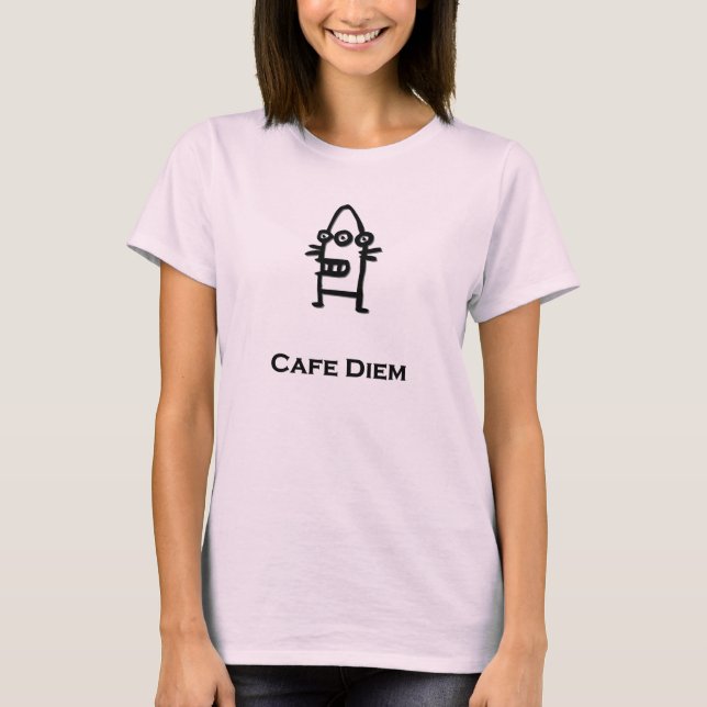 Tre Öga Bot Cafe Diem black Tee (Framsida)