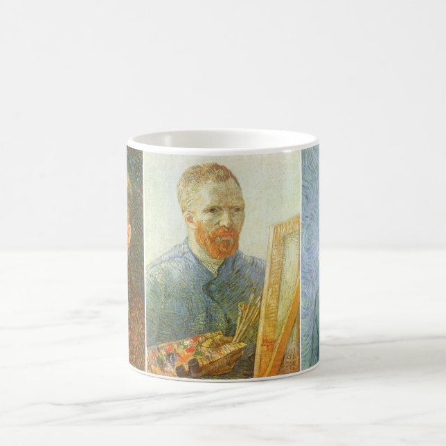 Tre olika Självporträtt av Vincent van Gogh Kaffemugg (Center)