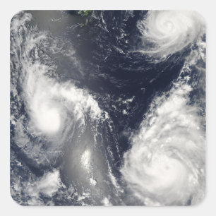 Tre olika typhoons fyrkantigt klistermärke