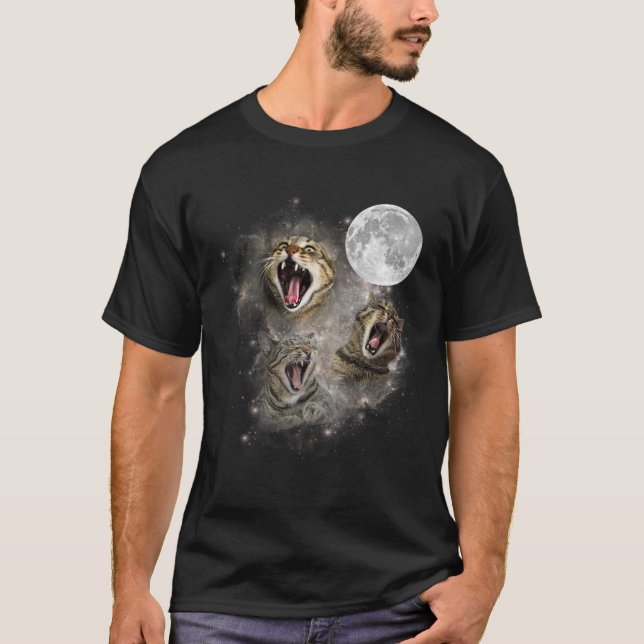 Tre omurna Konstigar med Meow Måne, förkortad minn T Shirt (Framsida)
