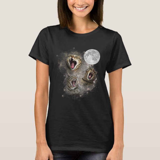 Tre omurna Konstigar med Meow Måne, förkortad minn T Shirt (Framsida)