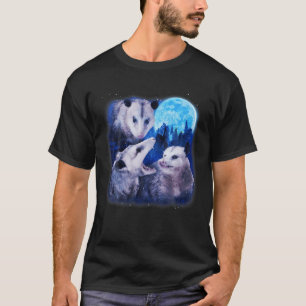 Tre opossummor 3 Opossum Howling vid Måne Wolve T Shirt