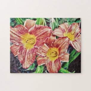 Tre Orangar Lily Flowers Art Puzzle Pussel