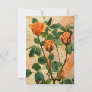 Tre Orangar Ro-blommor - platt kort