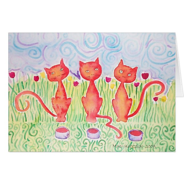 Tre Orange Katter Kort ~ Tomt (Framsidan Horizontal)