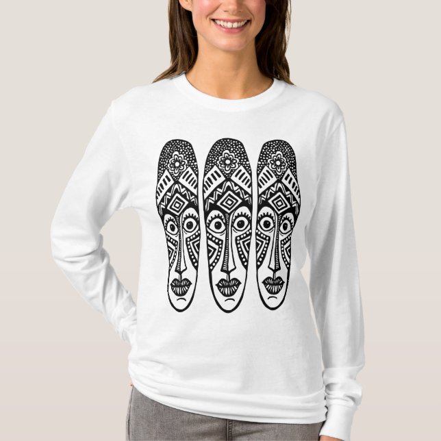 Tre överraskade Tiki-masker Tee (Framsida)