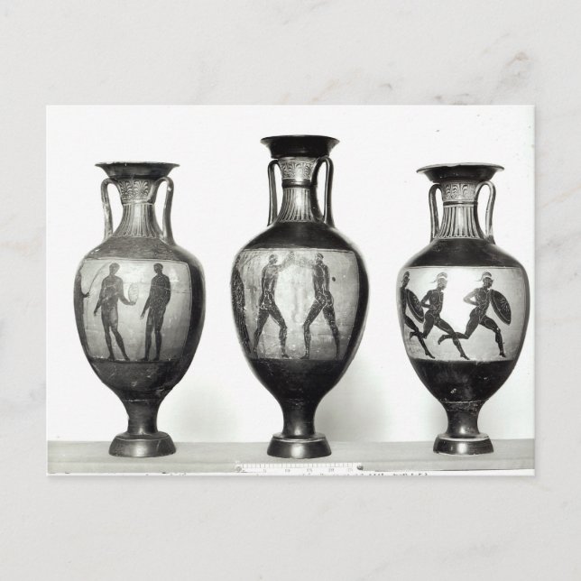 Tre panatenaiska amphorae vykort (Framsida)