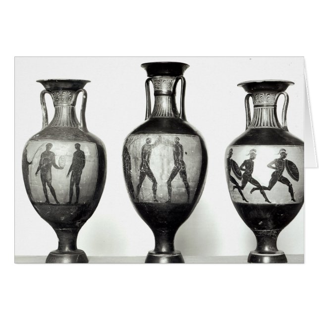 Tre Panathenaic amphorae Hälsningskort (Framsidan Horizontal)