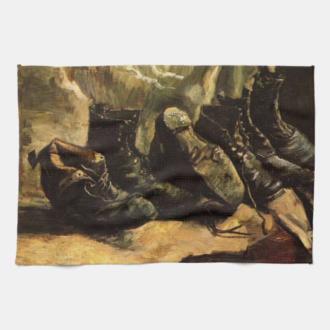 Tre par skor av Vincent van Gogh Kökshandduk (Horisontell)