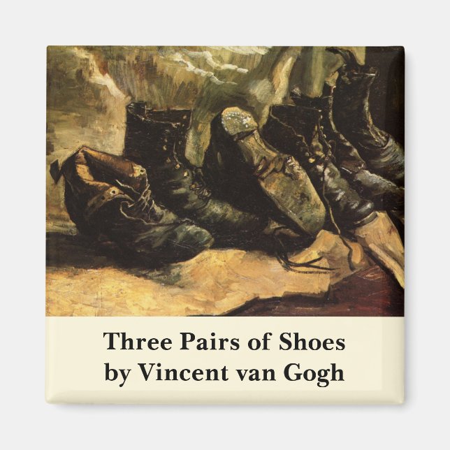 Tre par skor av Vincent van Gogh Magnet (Framsidan)