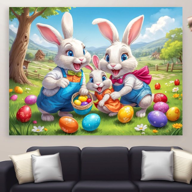 Tre Påskhare färglöst Vår Egg Hunt Poster (Skapare uppladdad)