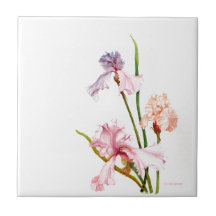 Tre pastel Irises CERAMIC TILE