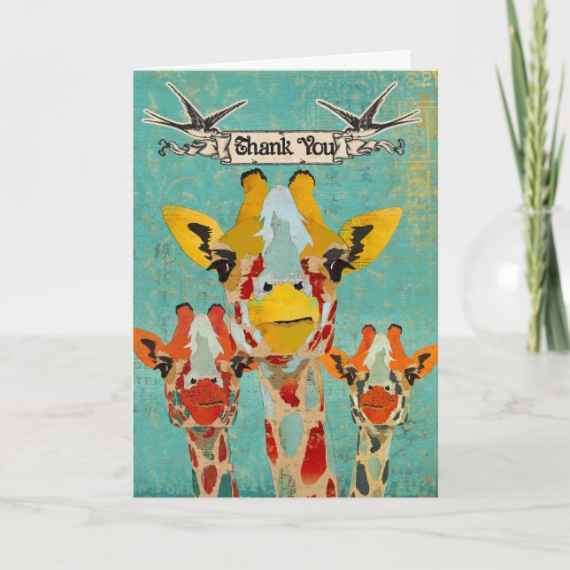 Tre peeking Giraffes-tackkort Tack Kort (Framsida)