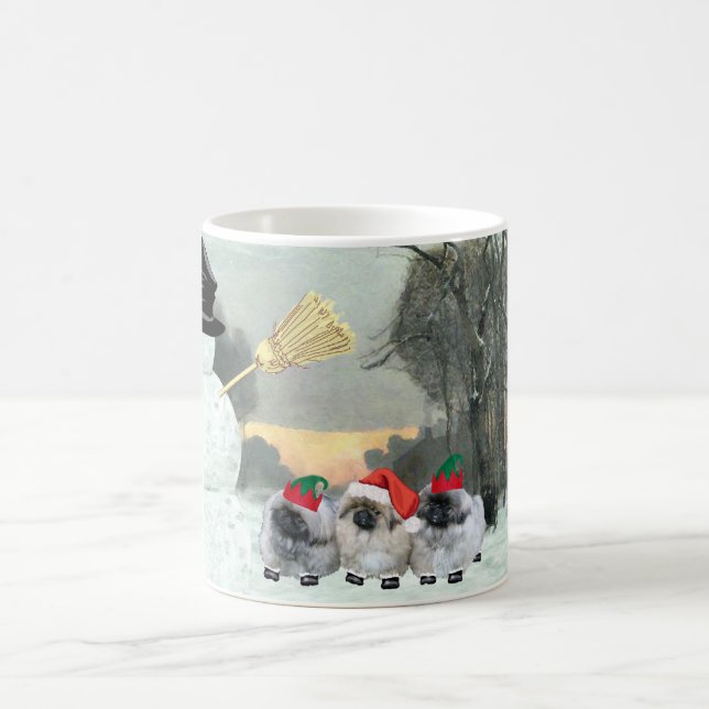 Tre Pekingeser Valpar jul Kaffemugg (Center)