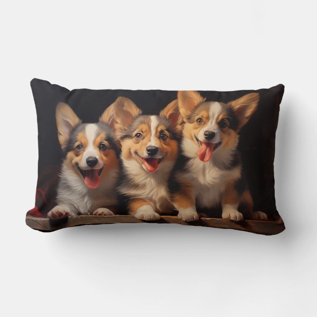 Tre Pembroke Welsh Corgis Lumbarkudde (Framsida)