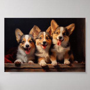 Tre Pembroke Welsh Corgis Poster
