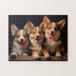 Tre Pembroke Welsh Corgis Pussel