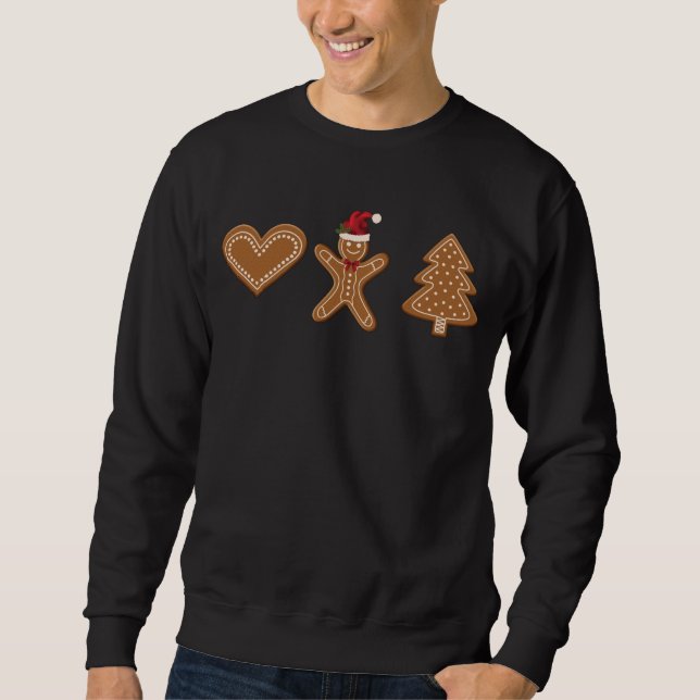 Tre pepparkaksformar för jul lång ärmad tröja (Framsida)