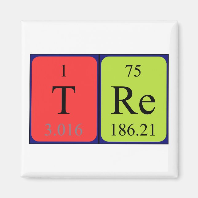 Tre periodiska bord namn magnet (Framsidan)