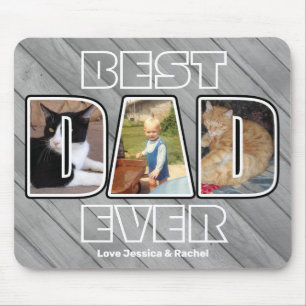 Tre Photo Best Pappa någonsin anpassat namn Faux M Musmatta