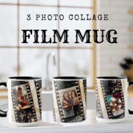 Tre Photo Collage Black och Guld Film Movie Mugg