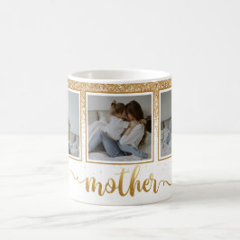 Tre Photo Collage Guld Glitter Mors dag Kaffemugg