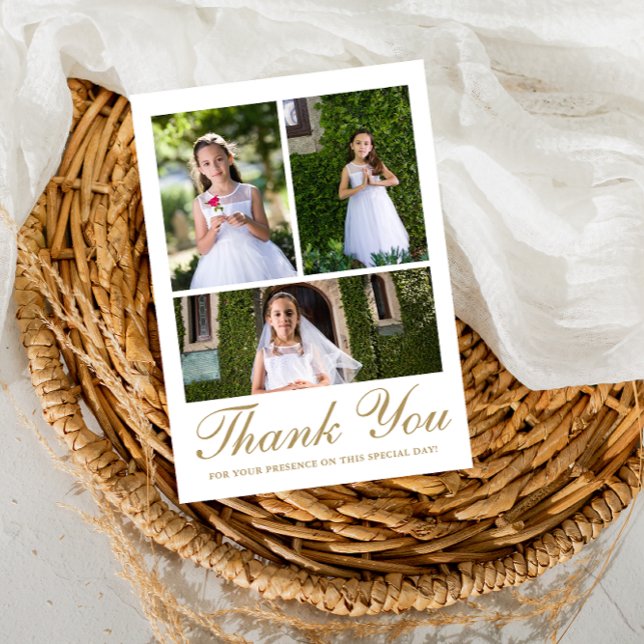 Tre Photo Greenery First Communion Tack Kort (Skapare uppladdad)
