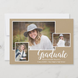 Tre Photo Kraft Typography-Studentfester Inbjudningar