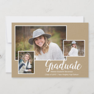 Tre Photo Kraft Typography-Studentfester Inbjudningar