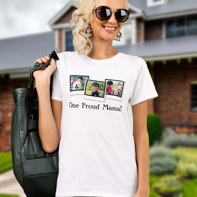 Tre Photo Mors dag Personlig T-Shirt (custom photo tshirt mama)