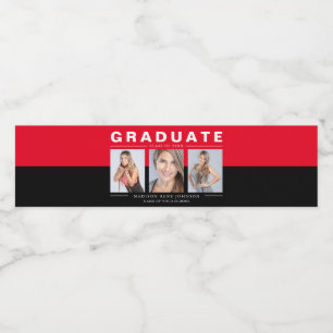 Tre Photo Studenten Collage Red and Black Vatten Vattenflaskor Etikett