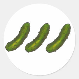 Tre Pickles Grönt Dill Pickle Food Stickers Runt Klistermärke