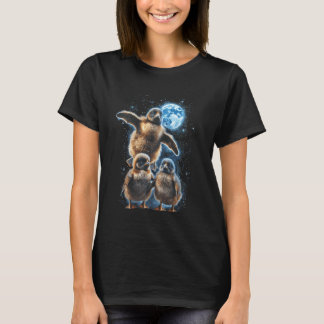 Tre pingviner under månmemet djurparodi 3 varg t shirt