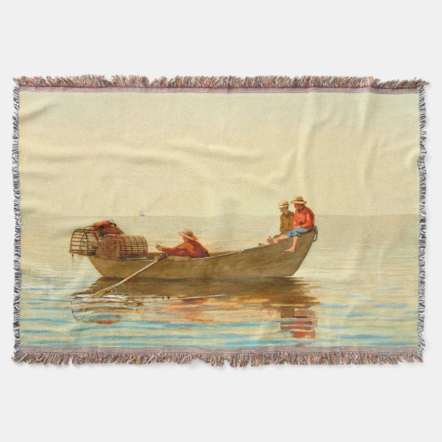 Tre pojkar i en dory med hummerbur Winslow Homer Filt (Framsidan)