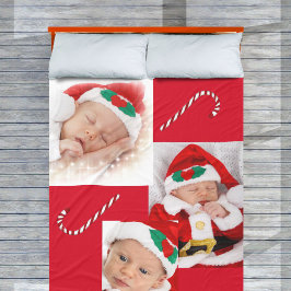 Tre Polkagrisar i Photo Baby 1:a julfamiljen Fleecefilt