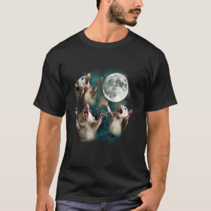 Tre Possum Måne 3 Opossum Funny Konstig Curted Mem T Shirt