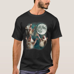 Tre Possum Måne 3 Opossum Konstig Cursed Meman T Shirt