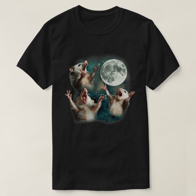 Tre Possum Måne Meme T Shirt (Design framsida)