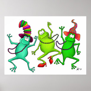 Tre Poster för att dansa grodkonst
