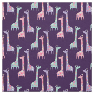 Tre prickade Giraffes Mönster på Lila Tyg