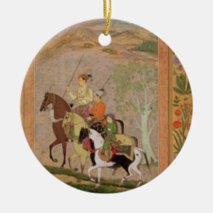 Tre Princes Going Jakt, c.1635 (gouache på pa Julgransprydnad Keramik