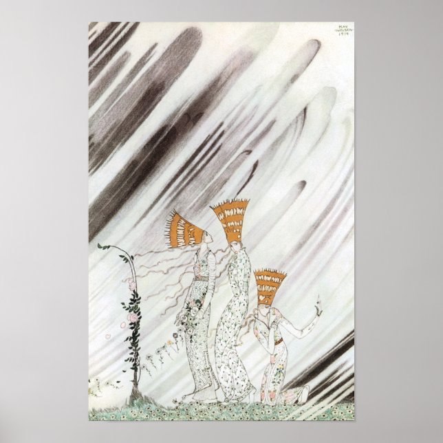 Tre prinsessor i Blå Berg av Kay Nielsen Poster (Framsidan)