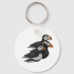Tre Puffin Simma Tävling Nyckelring