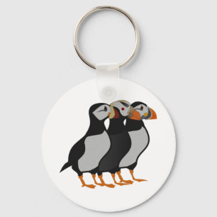 Tre Puffin Stående Nyckelring