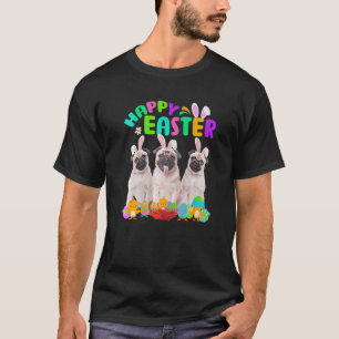 Tre Pug Wearing Bunny Ear Pug Glad påsk T Shirt