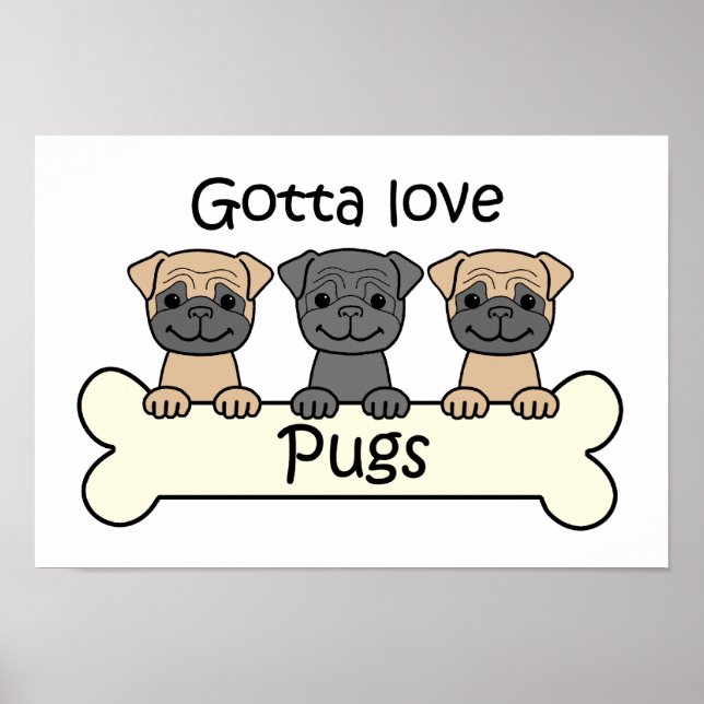 Tre Pugs Poster (Framsidan)